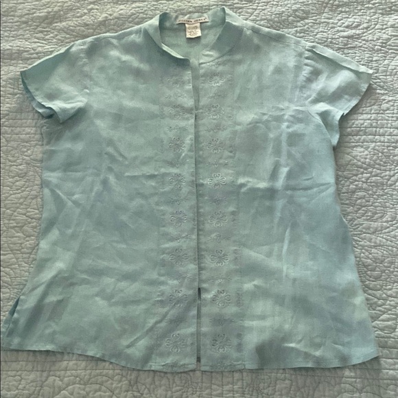 Light Blue Embroidered Women's Blouse - Picture 1 of 5